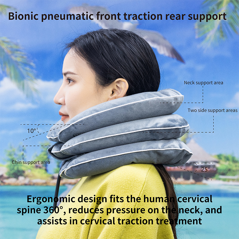 Portable Medical Inflatable Cervical Traction Instrument Home Health Care Device Blue Full Velvet Skin-Friendly And Comfortable