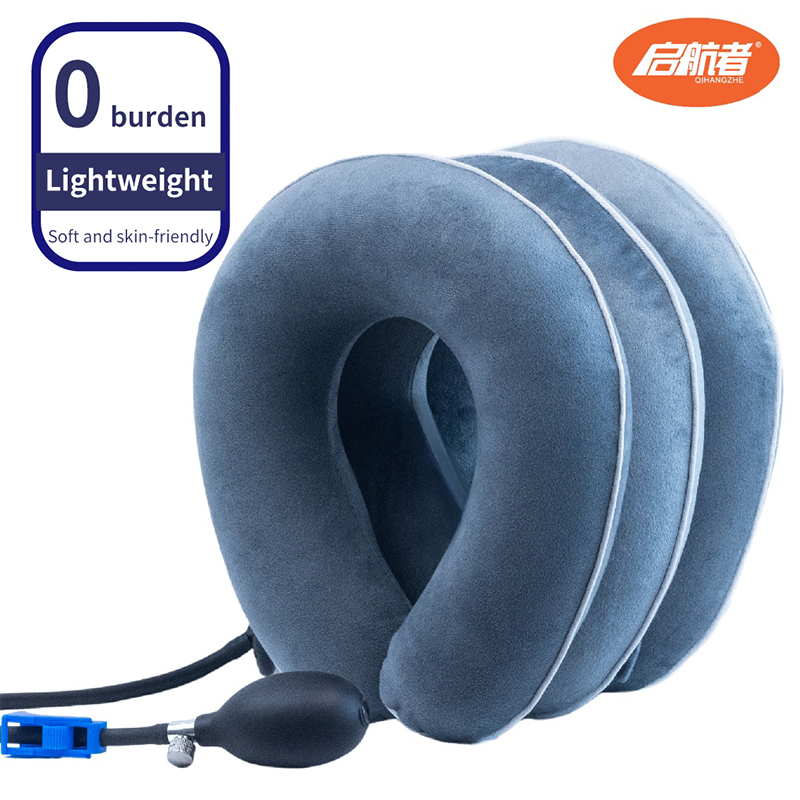 Portable Medical Inflatable Cervical Traction Instrument Home Health Care Device Blue Full Velvet Skin-Friendly And Comfortable