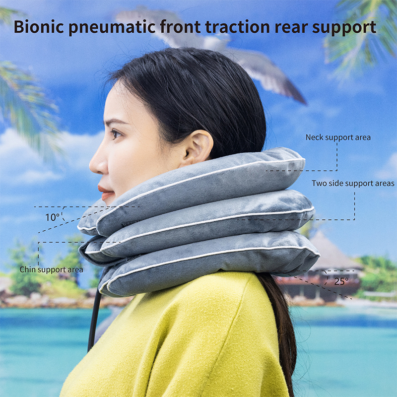 Portable Medical Inflatable Cervical Traction Instrument Home Health Care Device Blue Full Velvet Skin-Friendly And Comfortable