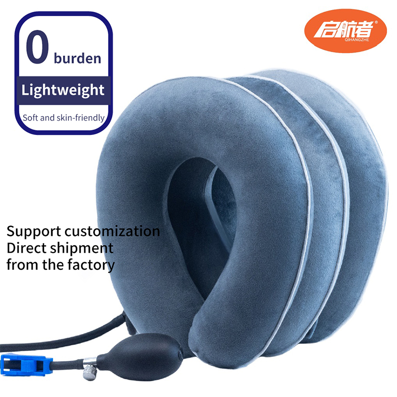 Portable Medical Inflatable Cervical Traction Instrument Home Health Care Device Blue Full Velvet Skin-Friendly And Comfortable