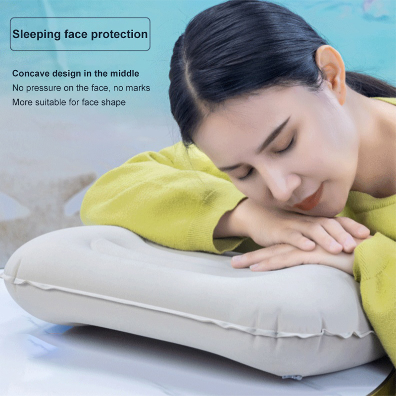 Inflatable Pillow Travel Portable Waist Cushion Car Neck Pillow Convenient Pillow Adult Outdoor Lunch Break Folding Pillow